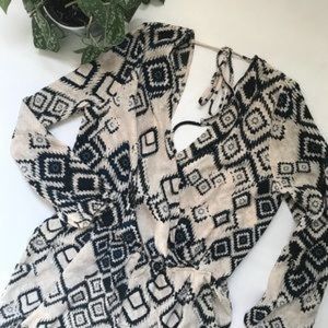 Long Sleeve Aztec Patterned Romper